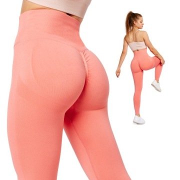 Legginsy Push Up wysoki stan bezszwowe Sport Fitness BLV50-255 Różowy XL