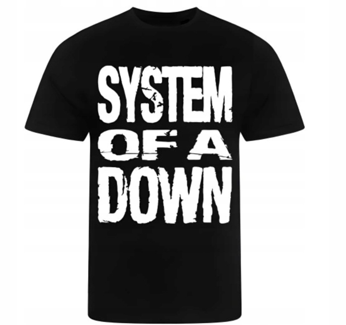CZARNA KOSZULKA Z NADRUKIEM MĘSKA ŚMIESZNA T-SHIRT SYSTEM OF A DOWN r. L 2