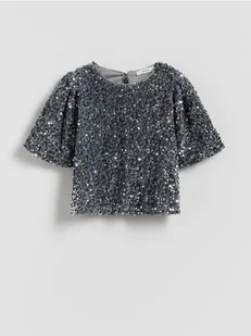 Reserved - Cekinowa bluzka - jasnoszary - Bluzki dla dziewczynek - miniaturka - grafika 1