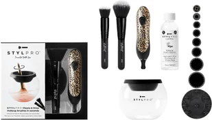 STYLPRO Makeup Brush Cleaner And Dryer Gift Set Cheetah - Urządzenie do czyszczenia pędzli - Pozostałe akcesoria do makijażu - miniaturka - grafika 2