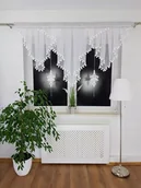 Firany - ZESTAW DEKORACYJNY FIRANA GOTOWA KRÓTKA Z POMPONAMI BIAŁA 200/120 DO SALONU - miniaturka - grafika 1