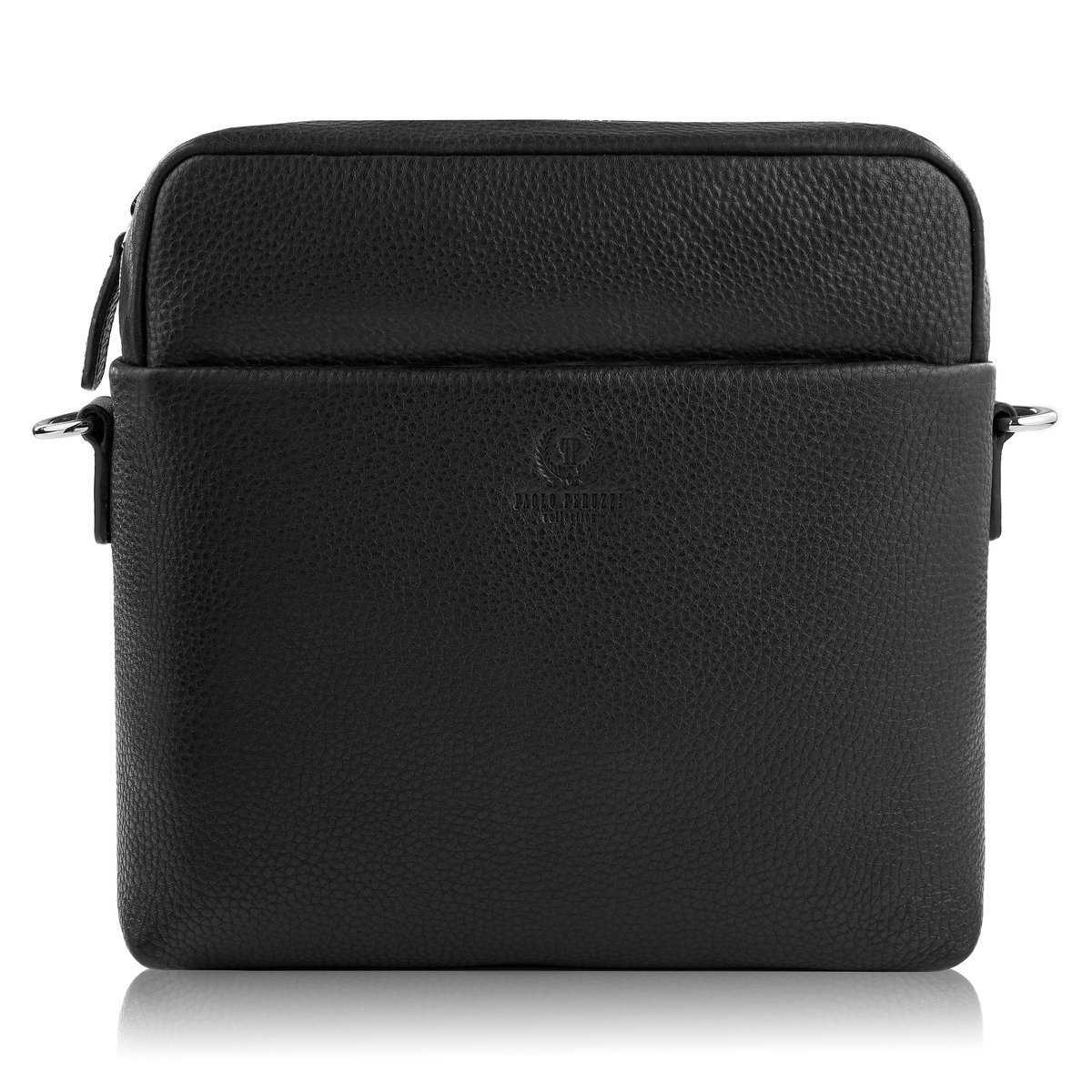 Czarna Torba Męska Na Ramię Ze Skóry Naturalnej Listonoszka Paolo Peruzzi Av-03-Bl