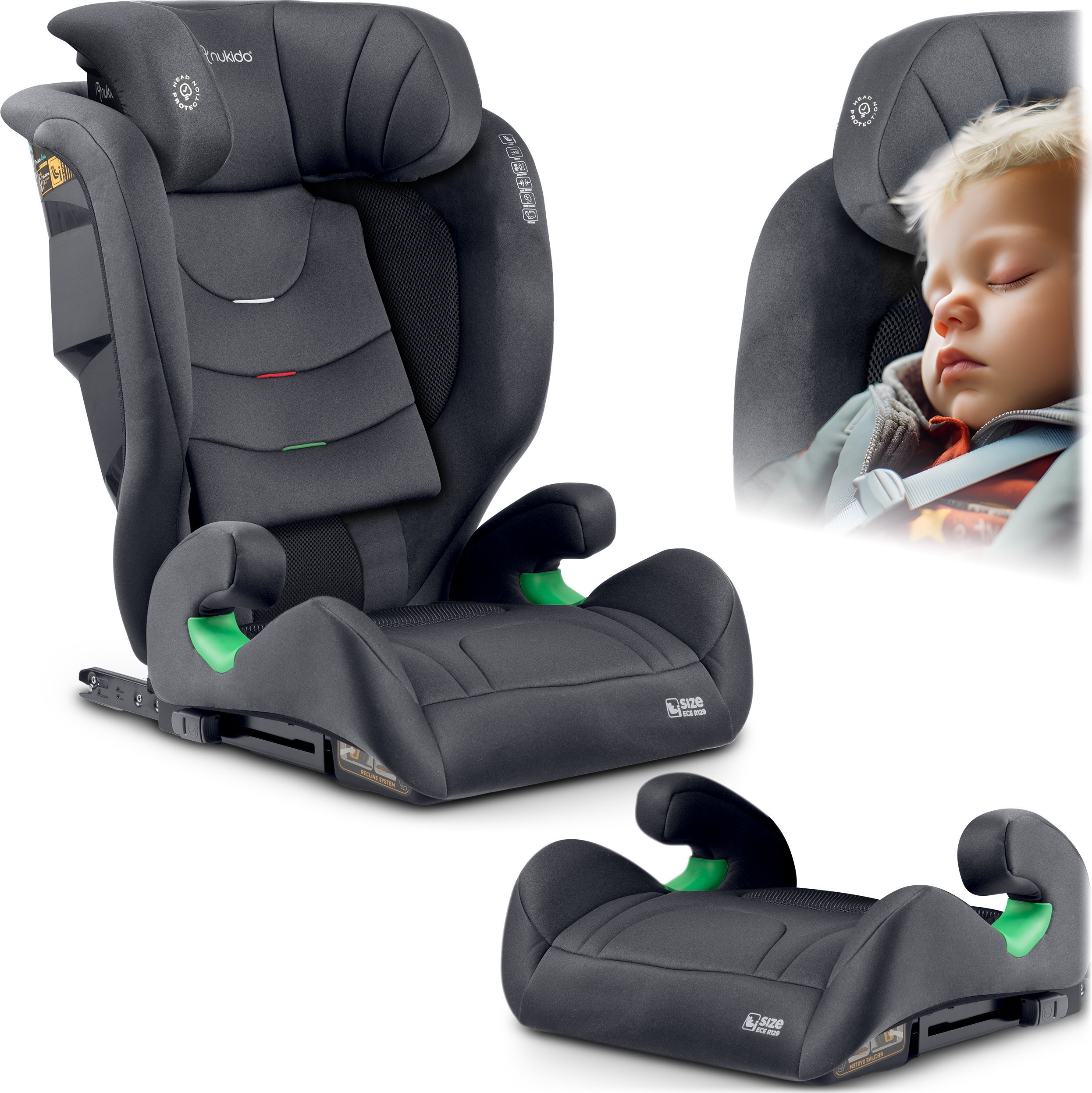 Fotelik samochodowy Nukido Fotelik samochodowy Nukido Louis Soft szary15-36 kg ISOFIX