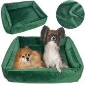 Legowiska dla psów - Legowisko Dla Psa Kanapa Posłanie Welurowe 120X90 Cm Prestiżowe Zielone - miniaturka - grafika 1
