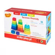 Drewno Tęczowe Piramidy Wieże Sorter Kolory Smily - Sortery dla dzieci - miniaturka - grafika 1