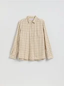 Koszule męskie - Reserved - Koszula regular z lnem - beżowy - miniaturka - grafika 1