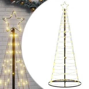 vidaXL Stożkowa choinka z lampek, 200 ciepłych białych LED, 182 cm - Choinki - miniaturka - grafika 1