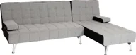 Sofy i kanapy - Sofa rozkładana HWC-K22, narożnik rozkładany Sofa, powierzchnia spania lewa/prawa 236cm ~ tkanina/tekstylia jasnoszary, czarny - miniaturka - grafika 1