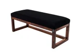 Ławki do przedpokoju - Ławka na buty LPG-2 80cm EMRAWOOD drewno lite kolor orzech siedzisko gładkie kolor czarny - miniaturka - grafika 1