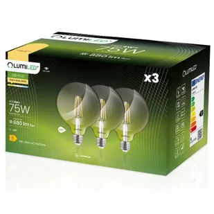 3x Żarówka Led Dekoracyjna E27 G95 8W 3000K Globe - Żarówki LED 3x Żarówka Led Dekoracyjna E27 G95 8W 3000K Globe - Żarówki LED - miniaturka - grafika 1