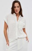Koszule damskie - Gładka koszula damska z kieszonką w kolorze białym 4022, Kolor biały, Rozmiar XS, Moodo - Primodo.com - miniaturka - grafika 1