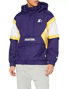 Starter Black Label Męska kurtka przeciwwiatrowa w stylu retro, z zamkiem błyskawicznym w 4 różnych kolorach, rozmiar S do XXL, Starter Purple/Wht/Buff Yellow, S - Kurtki męskie - miniaturka - grafika 1