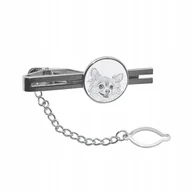 Spinki do mankietów i krawatów - Chihuahua Spinka do krawata łańcuszek grafika - miniaturka - grafika 1