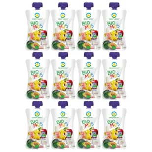Bio Food Mus śliwkowo-bananowo-jabłkowy zestaw 12 x 90 g Bio - Desery dla dzieci - miniaturka - grafika 1