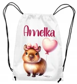 Plecaki worki - Worek na buty kapcie Kapibara z balonem Plecak do przedszkola szkoły Imię - miniaturka - grafika 1