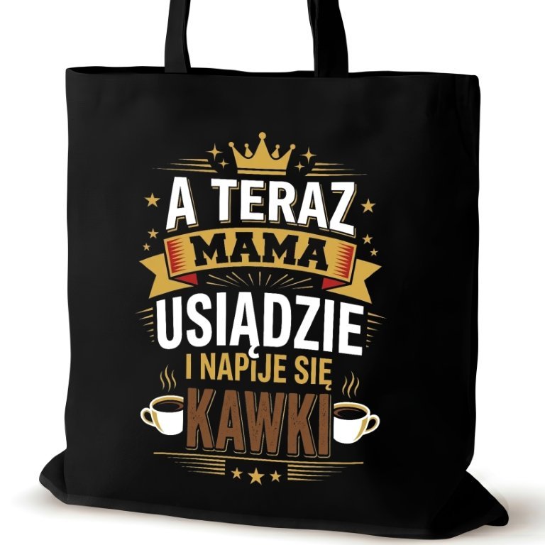 Torba bawełniana czarna dla MAMY na ramię zakupowa napisem prezent