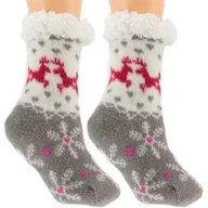 Skarpetki dla dzieci - HIPOALERGICZNE DZIECIECE CIEPŁE SKARPETKI ZIMOWE ANTYPOŚLIZGOWE 28-31 SZARE - miniaturka - grafika 1