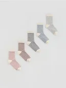 Skarpetki damskie - Reserved - Skarpety w paski 5 pack - kremowy - miniaturka - grafika 1