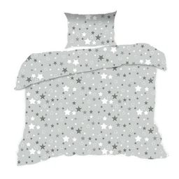 Extrapościel Pościel bawełniana 140x200 366K gwiazdki szara Kids 24 - Pościel dla dzieci - miniaturka - grafika 1