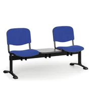 Inne meble biurowe - B2B Partner Ławka do poczekalni tapicerowana VIVA, 2-siedziska + stolik, niebieski, czarne nogi 150594 - miniaturka - grafika 1