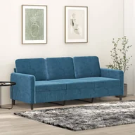 Sofy i kanapy - vidaXL Sofa 3-osobowa, niebieski, 180 cm, tapicerowana aksamitem - miniaturka - grafika 1
