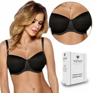 Biustonosze - Gładki Biustonosz Bardotka Vena Vb-212 Czarny, 90D - miniaturka - grafika 1