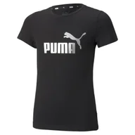 Koszulki dla dziewczynek - Koszulka dziewczęca Puma ESS+ LOGO czarna 84695301-110 - miniaturka - grafika 1