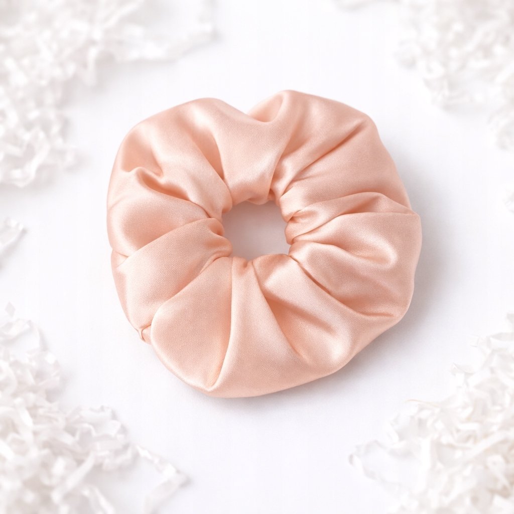 Jedwabna gumka do włosów scrunchie mulberry 6A różowa XL duża premium 6cm