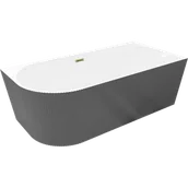 Wanny - Mexen Silo wanna wolnostojąca narożna prawa ryflowana 150 x 75 cm, biała/szara, przelew złoty - 52891507562P-50 - miniaturka - grafika 1