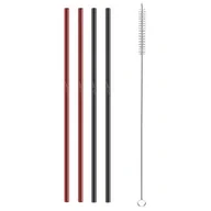 Słomki do napojów - Lamart SŁOMKI METALOWE METALOWE CZERWONE/CZARNE SZT STRAW LT7054 - miniaturka - grafika 1
