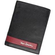 Portfele - Pierre Cardin, Portfel skórzany męski, CB, Tilak26 330, czarny/czerwony, ochrona RFID - miniaturka - grafika 1