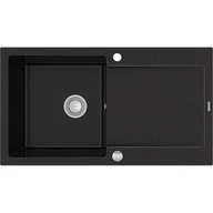 Zlewozmywaki - Mexen Leo zlewozmywak granitowy 1-komorowy z ociekaczem 900 x 500 mm, czarny/srebrny metalik - 6501901010-73 - miniaturka - grafika 1