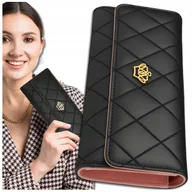 Portfele - Elegancki Portfel damski na zatrzask skórzany duży rozkładany pojemny skóra - miniaturka - grafika 1