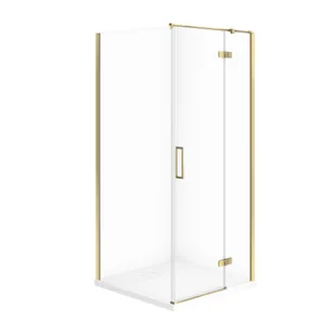 Kabina prysznicowa Cersanit Jota 80x80x195 kwadratowa złoty transparentne z brodzikiem tako slim 4cm biały mat S601-368 - Kabiny prysznicowe - miniaturka - grafika 1