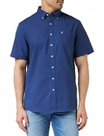 Koszule męskie - Farah - Męska koszula Oxford, Drayton koszula Oxford z długim rękawem, Smart Casual Work Shirt, Midnight Blue, L, niebieski (Midnight Blue), L - miniaturka - grafika 1