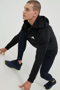 Kurtki męskie - adidas Performance bluza treningowa kolor czarny z kapturem gładka - grafika 1