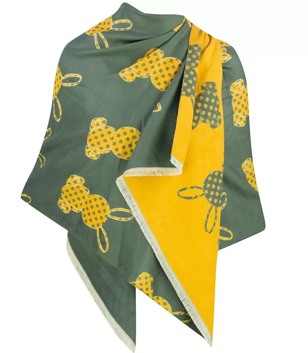 Ciepły szal szalik dwustronny króliczki dzianina