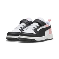 Buty dla dziewczynek - Dziecięce sneakersy PUMA Rebound V6 Lo PUMA White Black Pink Fruit - miniaturka - grafika 1