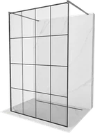 Ścianki i drzwi prysznicowe - Mexen Kioto ścianka prysznicowa wolnostojąca 140 x 200 cm, czarny wzór 8 mm, gun metal - 800-140-002-95-77 - miniaturka - grafika 1