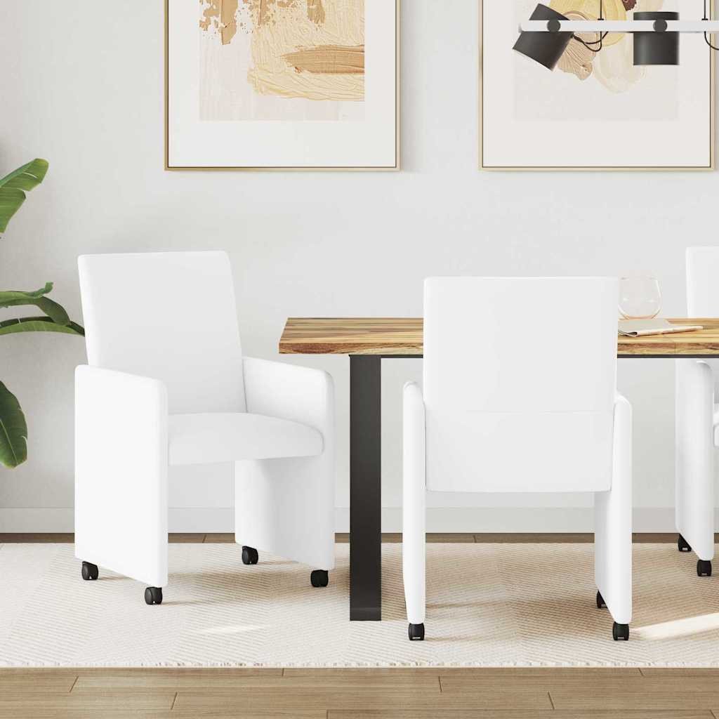 vidaXL Krzesła jadalne 2 pcs Biały 57 x 66 x 94 cm Skóra syntetyczna
