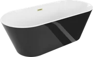 Wanny - Mexen Flavia wanna wolnostojąca 150 x 75 cm, biała/czarna, przelew złoty szczotkowany - 54031507575-55 - miniaturka - grafika 1