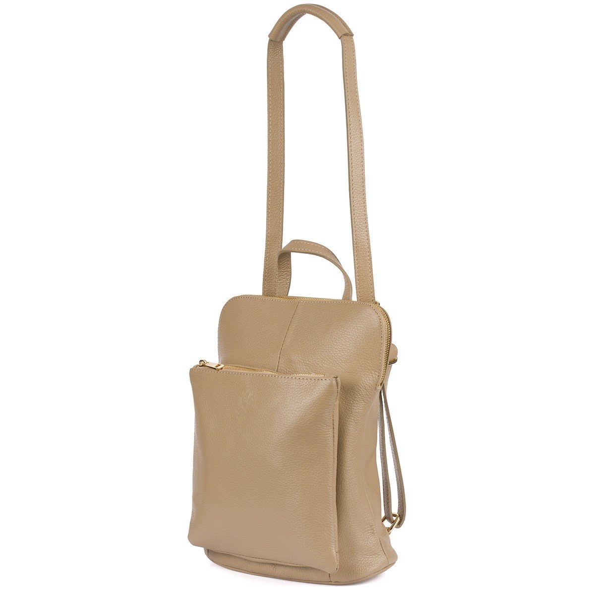Skórzany Plecak Damski Torba 2W1 Elegancki A4 Włoski Pojemny Beżowy Vera Pelle S40 : Kolory - Brązowy, Beżowy