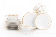 Serwisy do kawy i herbaty - Serwis herbaciany polska porcelana 6 os. 12 elementów biały / złoty wzór MARTHA GOLD Konsimo - miniaturka - grafika 1