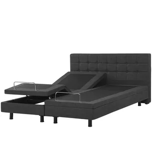 Beliani Łóżko szare tapicerowane regulowane elektrycznie 180 x 200 cm DUKE - Łóżka - miniaturka - grafika 1
