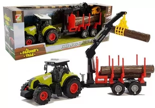Traktor z Przyczepą leśną z Drewnem i Ramieniem - Samochody i pojazdy dla dzieci - miniaturka - grafika 1