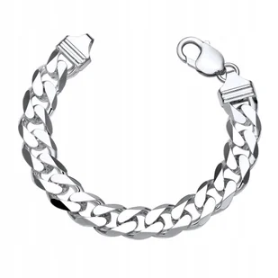 Gruba Srebrna Bransoletka Męska Pancerka Srebro 925 Diamentowana 12Mm Pełna - Bransolety męskie - miniaturka - grafika 1