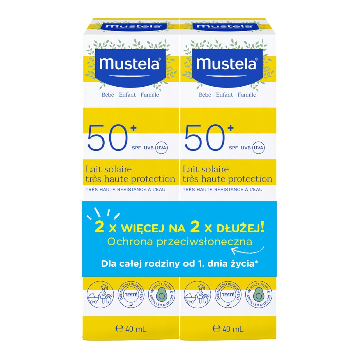 Mustela Sun Mleczko ochronne SPF 50+, Dwupak