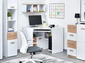 Biurka - Stylowe Biurko Narożne Do Pokoju Nastolatka Codi C11 Dąb-Biały - miniaturka - grafika 1