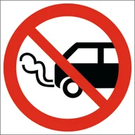 Akcesoria BHP - Tabliczka NIE ZOSTAWIAĆ WŁĄCZONYCH SILNIKÓW SPALINOWYCH 20x20cm PCV 1mm - miniaturka - grafika 1