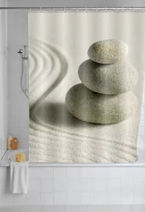 Wenko Zasłona prysznicowa Sand and Stone tekstylna 180x200 cm B00LOVXW8Q - Zasłony prysznicowe - miniaturka - grafika 1